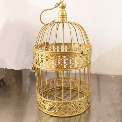 19x35cm Handmade Antique gold metal decorative wedding bird cage set wedding decoration wedding favors and gifts