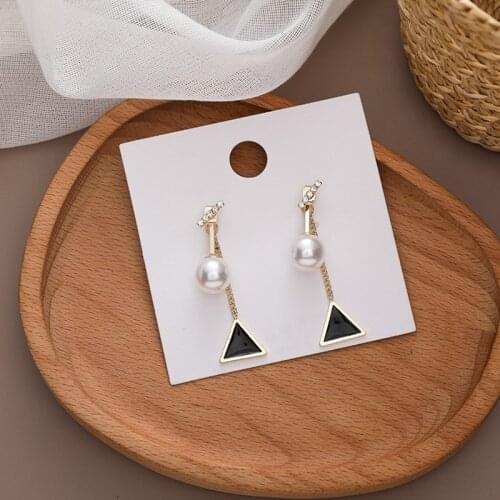 2020 New Korean temperament long geometric triangle fashion Earrings sweet joker atmosphere fine pearl Drop Earrings Jewelry
