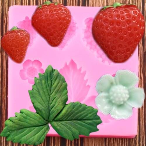 3D Strawberry Silicone Molds Flower Leaf Fondant Mold DIY Wedding Cake Decorating Tools Candy Clay Chocolate Gumpaste Mould