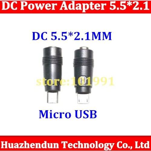 500pcs New 5.5*2.1 to Micro USB Jack Micro 5Pin DC Power Charger Adapter Converter Connector for Laptop/Tablet/Mobile Phone