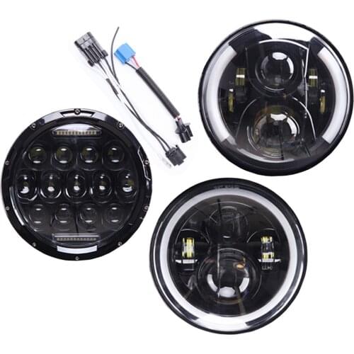 7inch LED Headlight 80W 6500K Halo Angle Eyes Led Headlamp 12V 24V DOT E9 High Low Turn Signal for Lada Niva Offroad 4x4
