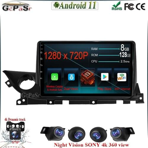 9inch Car Multimedia Player For Mazda 6 Mazda6 III 3 GJ GL 2018 - 2021 android 11 360 camera android auto no 2din DVD