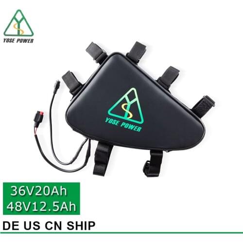 YOSE POWER Triangle Ebike Battery 48V 15Ah 36V 20Ah Electric Bicycle 18650 Lithium Battery for 750W 1000W Motor 48V Battery Pack