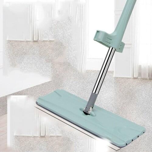 Household hand-washing squeeze horizontal mop with thick rod large panel lazy mop self-squeezing water-free flat mop