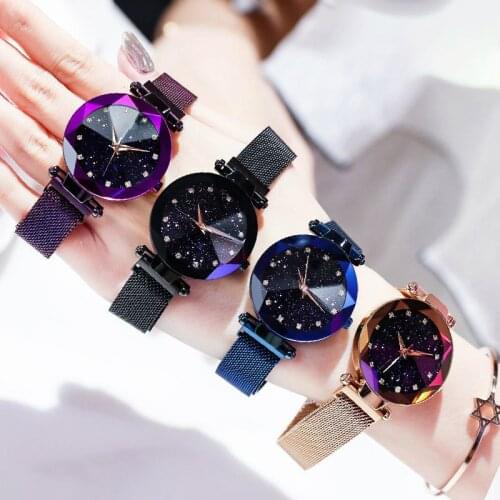Women Magnet Buckle Starry Sky Diamond Watches Luxury Crystal Fashion Clock Quartz Ladies Watches Gift Clock Relogio Feminino