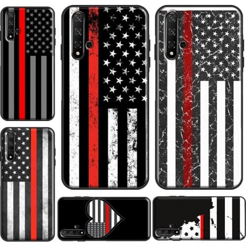 The Thin Red Line American Firefighter Case For Huawei Y6 Y7 2019 Nova 5T Funda For Honor 10i 10 Lite 20 Pro 8X 9X 7A 8A Case