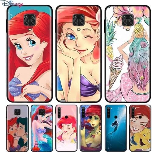 Black Silicone Cover Ariel Mermaid princess For Xiaomi Redmi Note 10 10S 9 9S Pro Max 9T 8T 8 7 6 5 Pro 5A Phone Case