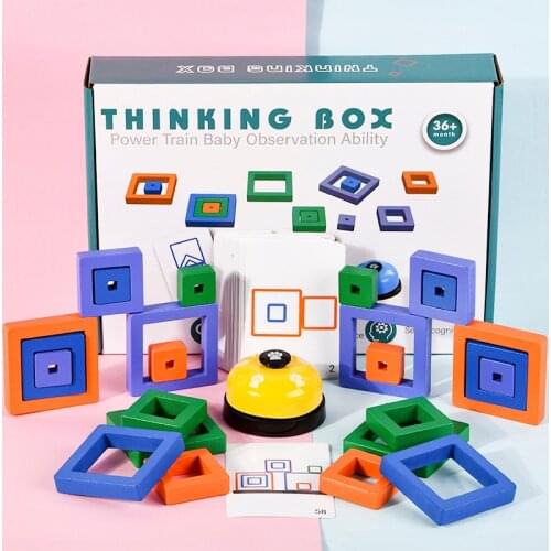 Childrens wooden puzzle thinking cube board game baby color cognition geometric shape matching educational toys for adult child