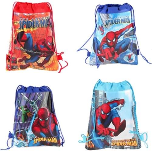 Disney Spiderman Drawstring Bag Cartoon Anime Figure Marvel Double-sided Non-woven Printed Drawstring Bags Kids Gifts