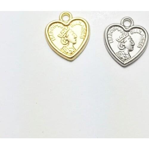 Eruifa 20pcs`16*14mm Beauty Head Heart Coin Zinc Alloy necklace,earring bracelet jewelry DIY handmade 3 colors