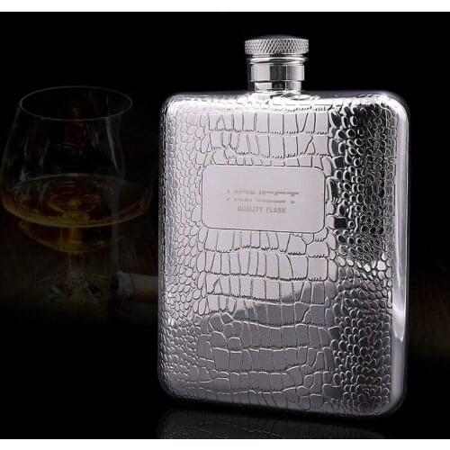 Flagon 6 ounces Crocodile square stainless steel flagon portable Metal bottle Man wine set