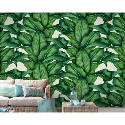 Beibehang behangEuropean retro hand-painted rainforest plant banana leaf photo wallpaper decorative mural living room background