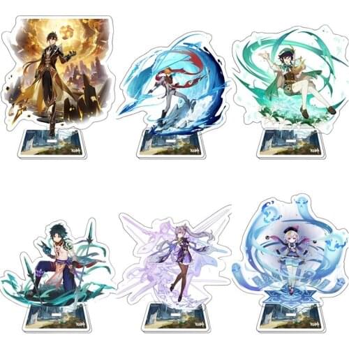 Genshin Impact Zhongli New Character Acrylic Figure Stand Model Plate Desk Decor Barbara hotCute Standing Sign Great Toy Gifts