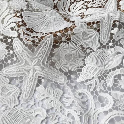 GLace 1Y/Lot white Undersea animal water soluble patchwork mesh fabric gilr dress cloth accessories S0194