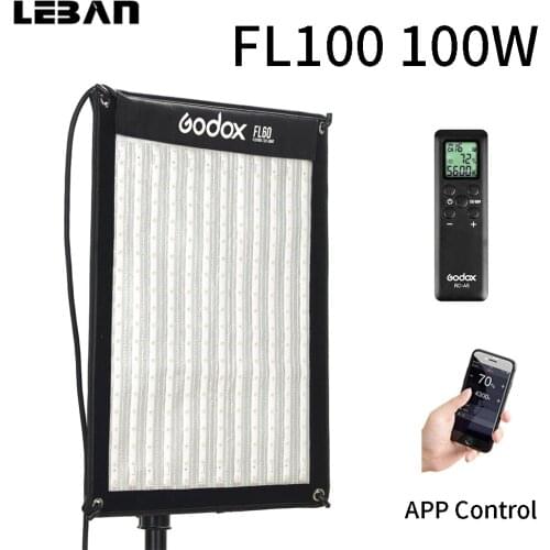 Godox FL100 100W Flexible LED Video Light Rollable Cloth Lamp + Honeycomb Grid Softbox + Controller + Remote Control and APP