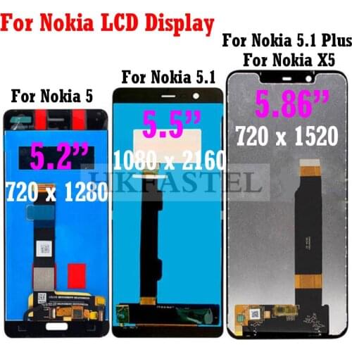 HKFASTEL for Nokia 5 high quality LCD Display for Nokia 5.1 LCD 5.1 Plus X5 Original LCD Display Touch Screen Digitizer