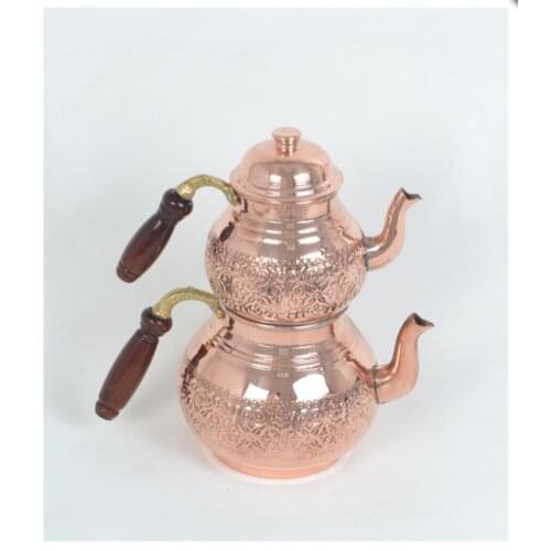 Hammered copper teapot gold silver color Ottoman-Turkish teapot sets large size teapot + 2 lids