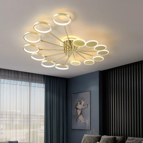 Creative Rings LED Chandeliers For Dining Room Kitchen Office Restaurant Bedroom Bar Indoor Decorative Lamps AC90-260V Fixtures