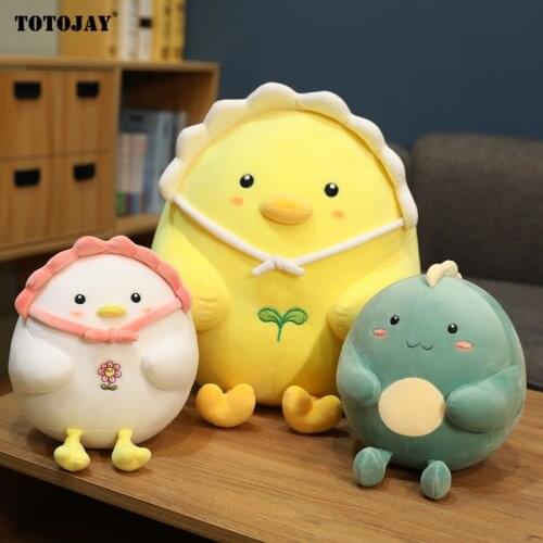 23/30/40cm Cute Soft Animals Doll Stuffed Fatty Chicken&Dinosaur Plush Toys Cartoon Round Pillow Sofa Cushion Baby Girls Gift