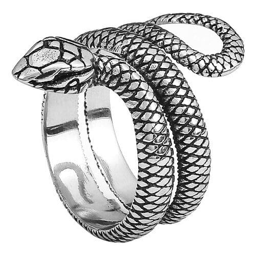 Fashion Hip Hop Snake Ring Stainless Steel Jewelry Vintage Punk Rock Signet Biker Ring For Men Drop Shipping