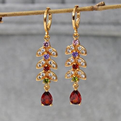 Fashion red stone drop Earrings for Womens earrings dangle Drop Gold plated Earrings Jewelry for Wedding Gift accessories