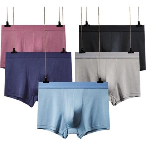 New 5pcs/pack Underpants Men Soft Underwear U Convex Boxers Soft Bulge Pouch Boxer Short Trunks Breathable Male Cuecas Wholesale