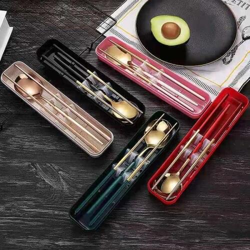 Nordic INS, portable tableware set, spoon, chopsticks, fork, picnic, portable tableware, three piece set + box
