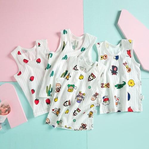 2021 New Childrens Clothing Summer Cotton Vest Baby Sleeveless Top Childrens Mesh Breathable Thin Vest