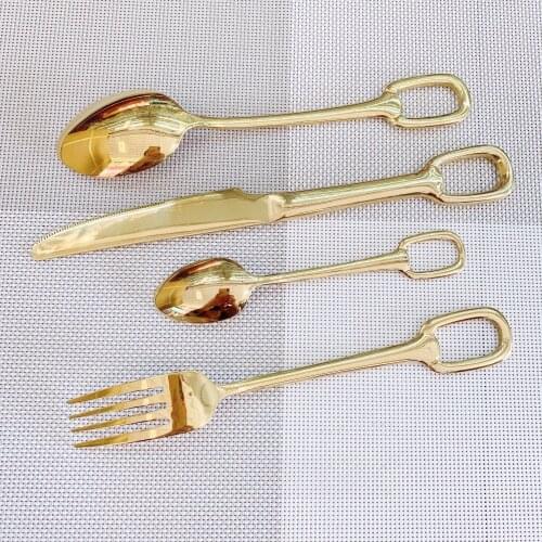 Stainless Steel Knife, Fork and Spoon Golden Knife and Fork Gold-Plated Tableware Hotel Western Restaurant Knife