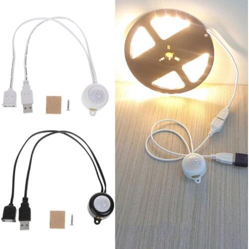 OOTDTY USB LED Light Strip Switch DC5-24V Human Body Infrared PIR Motion Sensor Switch Black/White