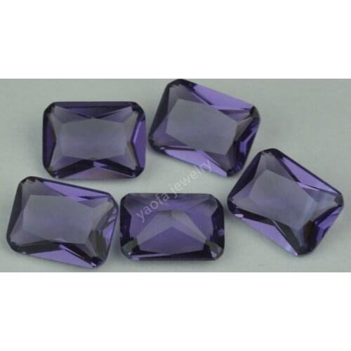 Wholesale 3x5~13x18mm Purple Color Baguette Octangle Shape Loose Violet Synthetic Glass Stone Octagon Cut Gems For Jewelry DIY