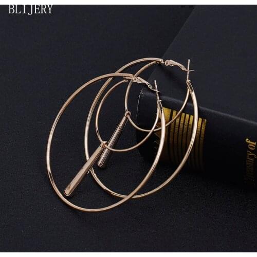 BLIJERY Punk Fashion Big Hoop Earrings for Women Large Double Circles Earrings Brincos Femme Nightclub Statement Jewelry Gift