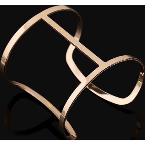 Punk Alloy Wide Wrap Cuff Bracelets & Bangles Women Men Costume Statement Jewelry Fashion Simple Design Open Bangle Bracelets