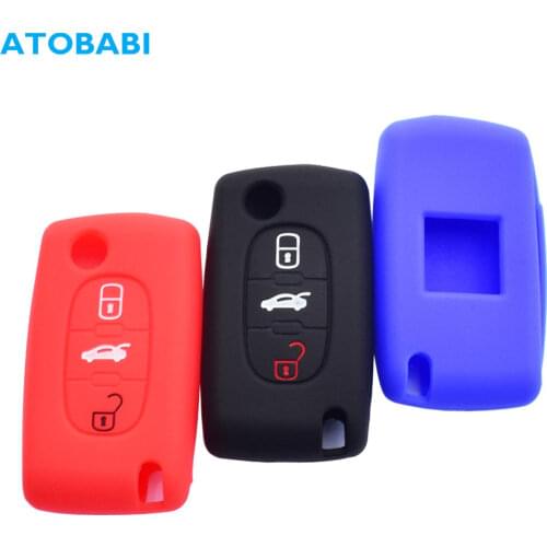 Silicone Car Key Case Folding Remote Control Fob Protector Cover Skin For Peugeot 207 307 308 407 408 Citroen C2 C3 C4 C4L C5 C6