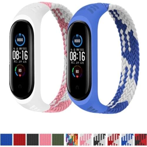 Replaceable Elastic Braided Solo Loop Strap Nylon Bracelet For Xiaomi Mi Band 6 5 3 4 Nylon silicone Wristband For Miband 4 5 3