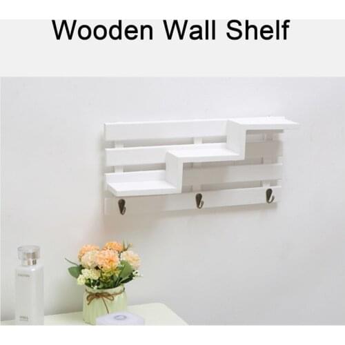 Flower Pot Display Rack Plant Wall Holder Hole-Free Stand Door Behind Hook Wood Decoration Retro Coat Storage Home Decor Hanging