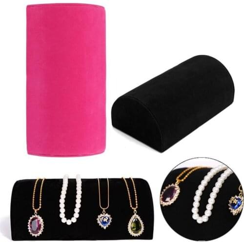 22.5*13.5*8cm Black gray Velvet Wooden Stand Holder Shelf Showcase Jewelry Display Rack Base Bracelet Necklace Storage Pillow