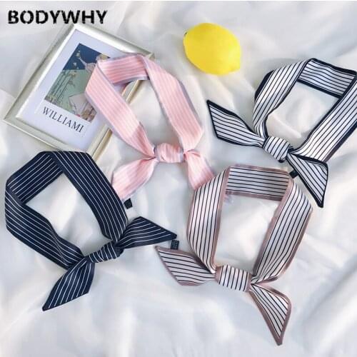 Spring And Summer Korean Female Scarves Slender Striped Professional Temperament Black And White Striped Printed Scarf Women