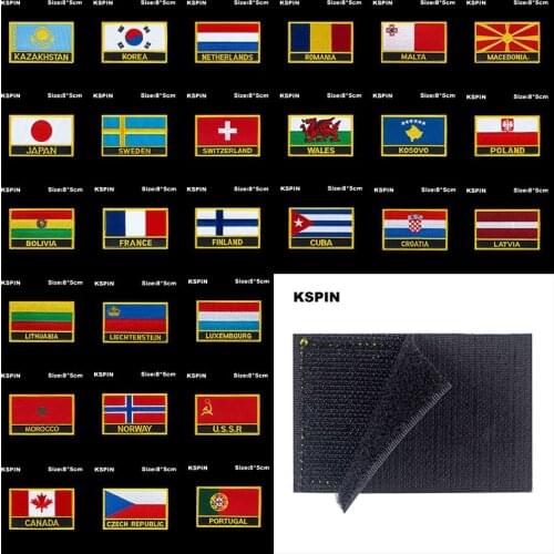 National Flag Patch Hook Loop Azerbaijan Canada Czech Rep. Switzerland Badges Armband 3D Stick on Jacket Backpack Stickers