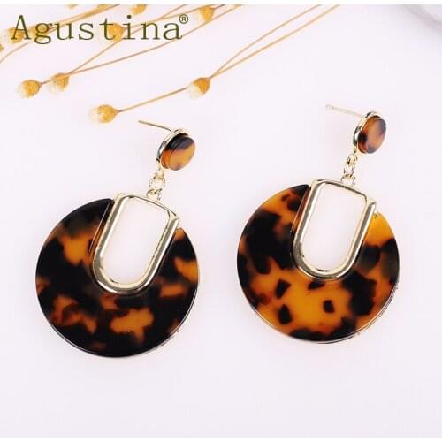 Acrylic Earrings for Women Fashion Leopard Jewelry Long Drop Earrings Bohemian Girls Punk U design Earring metal big Earings