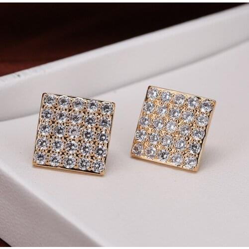 DE210 Fashion Street Snap Delicacy 4A Zircon Square Geometry Ear Stud GIRLS Gift Party Banquet WOMENS Jewelry Earrings 2021