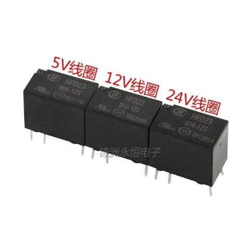 12pcs HF Relay HFD23-005-1ZS HFD23-012-1ZS HFD23-024-1ZS 1A relay 6 pin relay 5V/12V/24VDC relay Sensitive