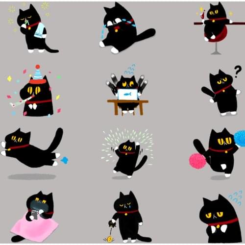 32 cute little black cat stickers anime funny scrapbook stickers for kids, DIY laptop suitcase skateboard motorcycle bike car to