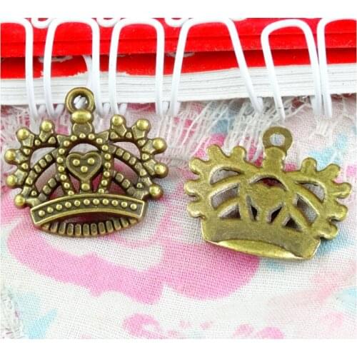 40pcs Charms Crown 19*21MM Antique Bronze Plated Pendants Making DIY Handmade Antique Bronze Color Jewelry