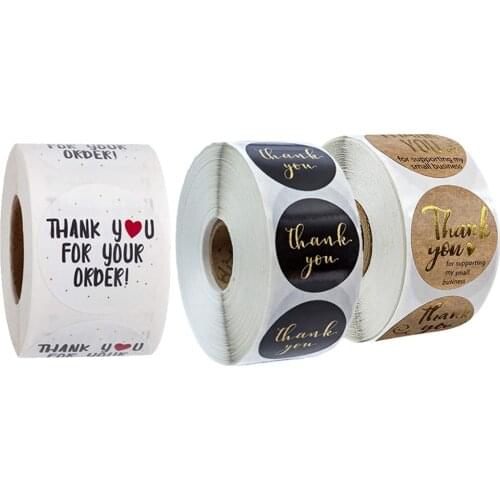 500pcs Handmade Thank You Packaging Sealing Stickers Paper Labels 1cm/2.5cm