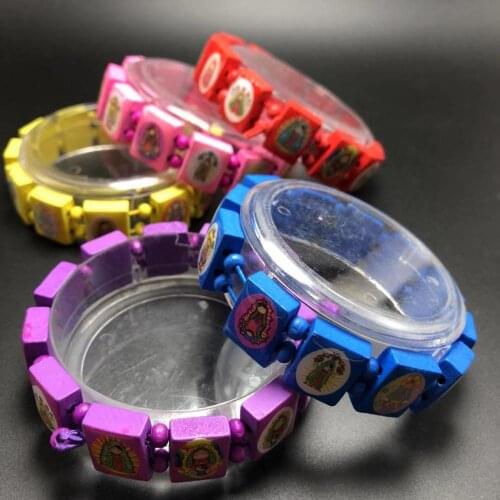 Free shipping 12PCS/pack colorful icon rosary bracelet,wooden religious bracelet,saint bracelet,Virgin of Guadalupe bracelet