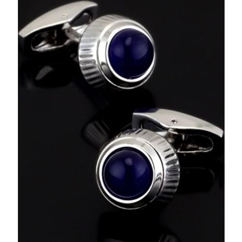 Free shipping, high-end brand new fashion blue cats Eye Crystal Cufflinks mens shirt cufflinks, top master design brand button