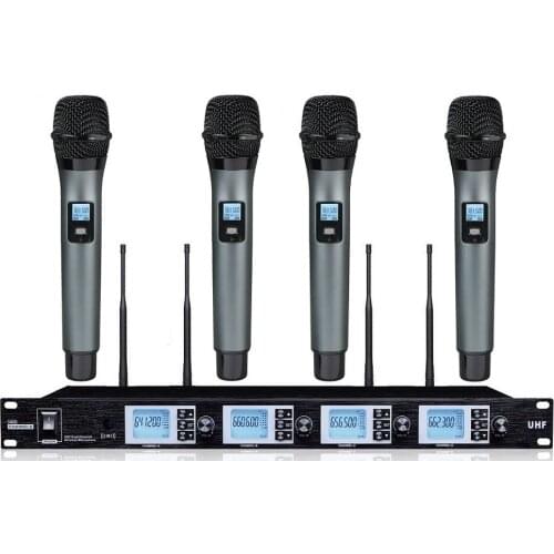 Bolymic Vocal Microphone Microfono profesional 4 Channel Wireless Karaoke Microphone Mic System microfoon draadloos