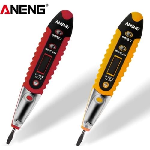 2 Colors Digital Test Pencil Multifunction AC DC 12-250V Tester Electrical LCD Display Voltage Detector Test Pen for Electrician
