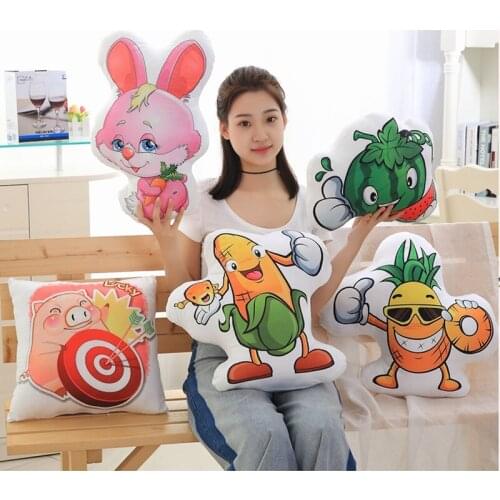 Cartoon fruit animal pillow double-sided printing creative sofa cushion cute plush toy childrens room window decoration sprout